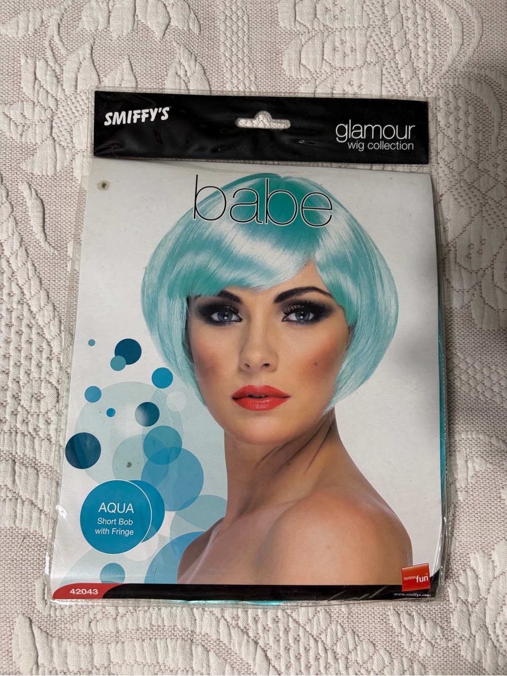 Smiffy Babe Short Bob Wig with Fringe - Aqua NWT cosplay Halloween party